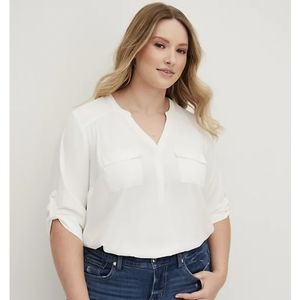 Torrid | HARPER PULLOVER BLOUSE - GEORGETTE WHITE | Size 1